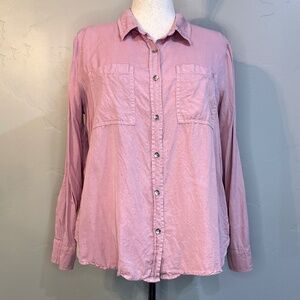🌸 Calvin Klein Jeans Button-Front Lyocell Shirt — Rose Pink — XL Blush Mauve